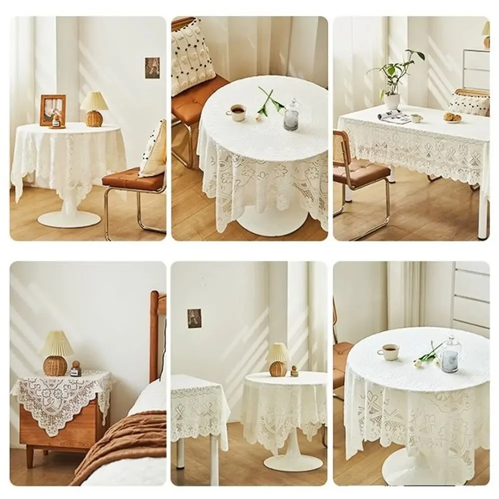 Vintage Lace Square Tablecloth, Elegant Retro Decorative Cover